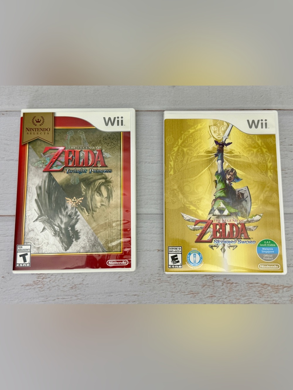 Nintendo Wii Zelda Game Bundle Twilight Princess & Skyward Sword With Cases